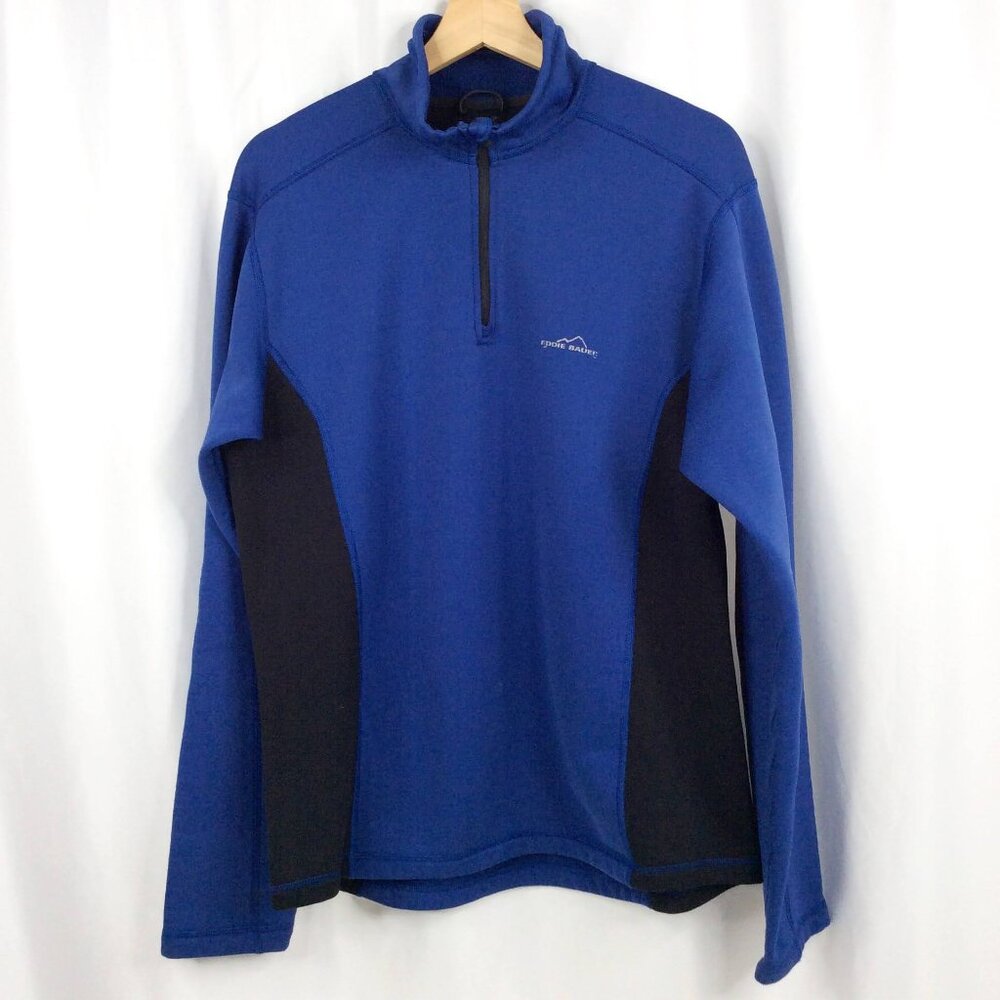 Eddie Bauer Polartec‎ 1/4 Zip Pullover Sweatshirt Men's Size Large Blue Black